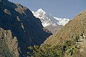 Inca Trail, Cusichaca Valley with the snow capped peak of Veronica in sight. 